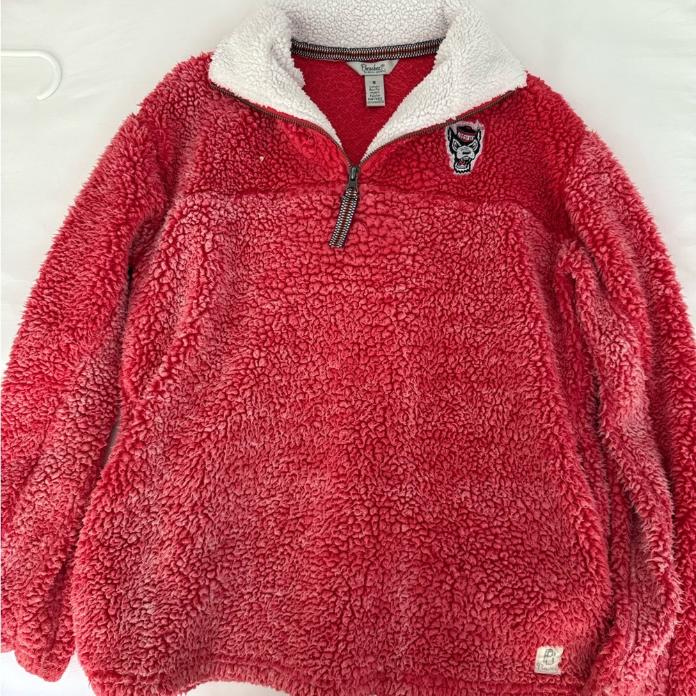 Pressbox Red and White Sherpa Jacket with Quarter-Zip
